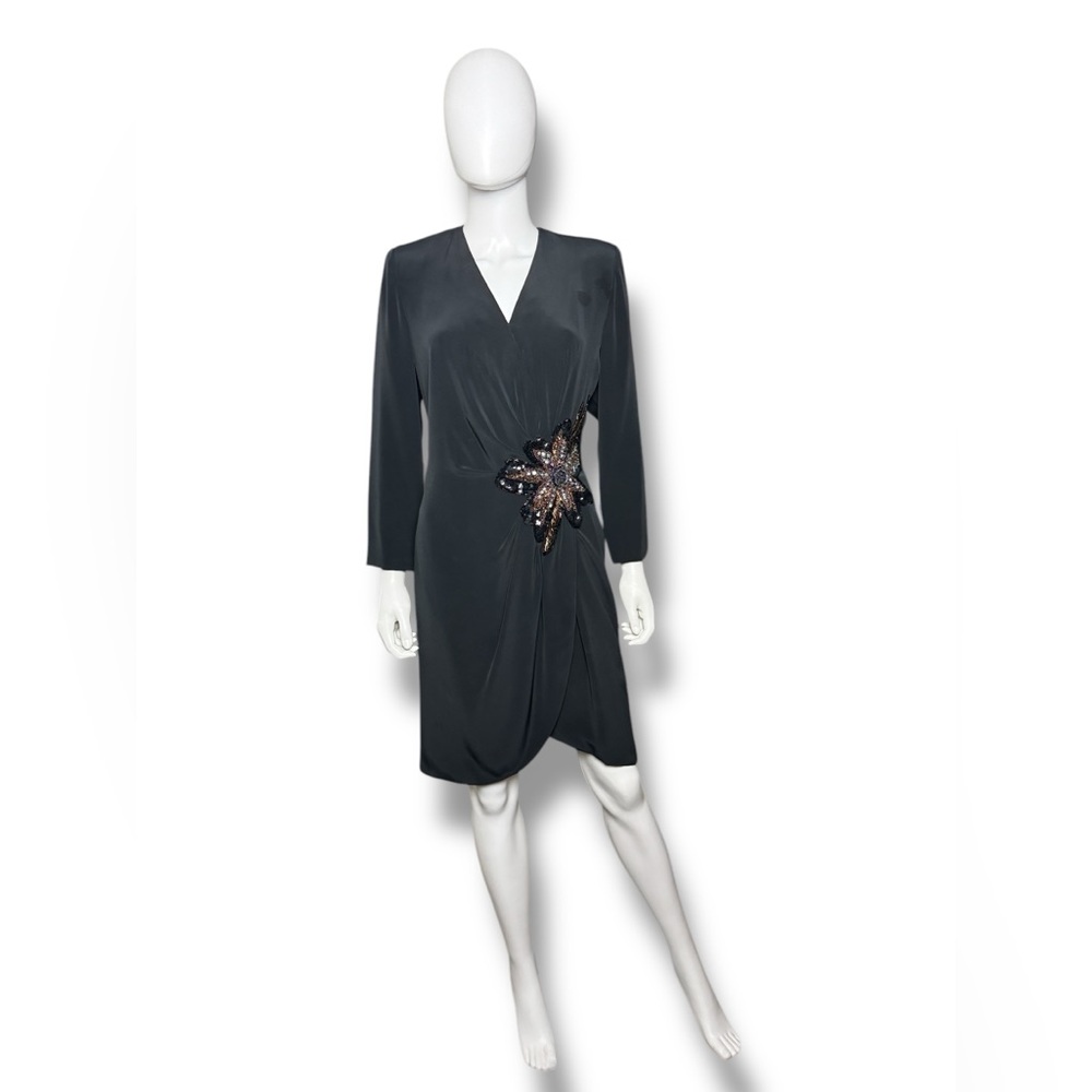 Bob Mackie Elegant Black Dress with Embellished Detail